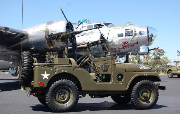 SUV, car, army, B-17G, 1955, Jeep, bombardirovshik, high