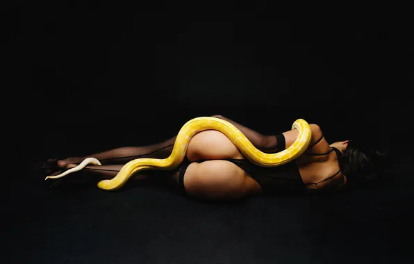 Ass, girl, back, stockings, Python, Emilia Ogay