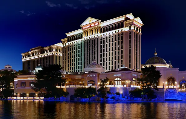 The city, lights, the evening, Las Vegas, USA, Caesars Palace