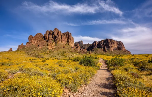 Picture the sky, mountains, rocks, USA, Arizona, Superstition Mountains