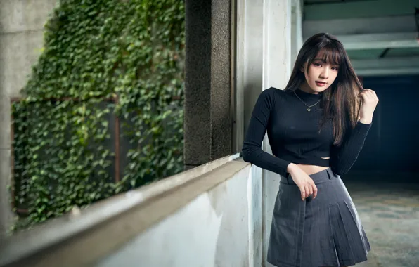 Look, pose, model, skirt, portrait, makeup, figure, brunette