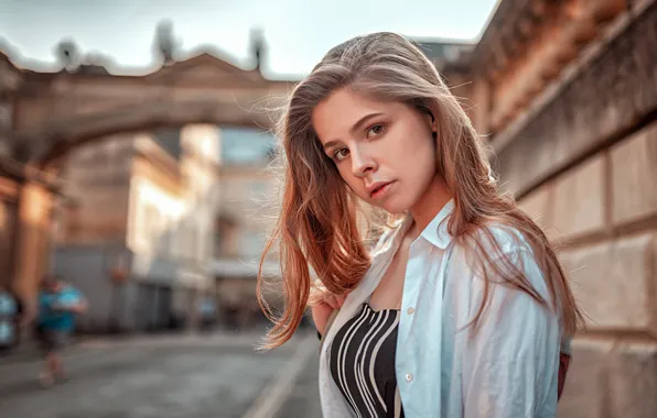 Look, street, portrait, makeup, hairstyle, beauty, bokeh, Maria