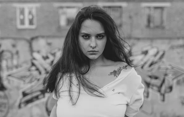 Look, girl, portrait, black and white, Roosso Alex