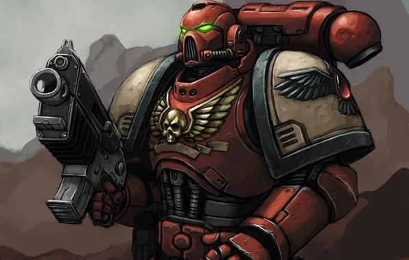 Armor, Warhammer, art, warhammer40k, Blood Raven, dawn of war