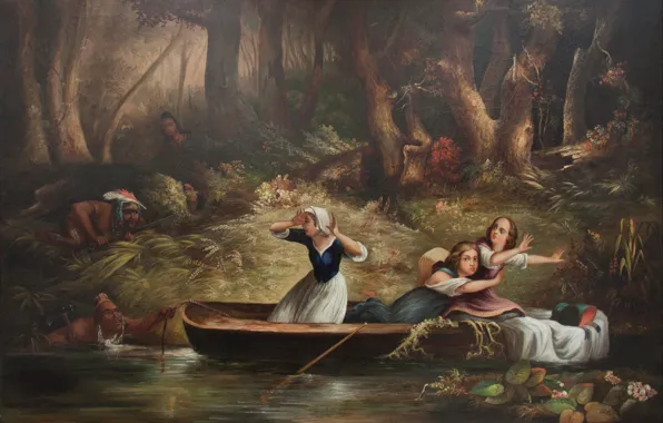 Picture picture, painting, painting, Karl Bodmer, Capture of the Calloway girls and Jemima Boone, 1835