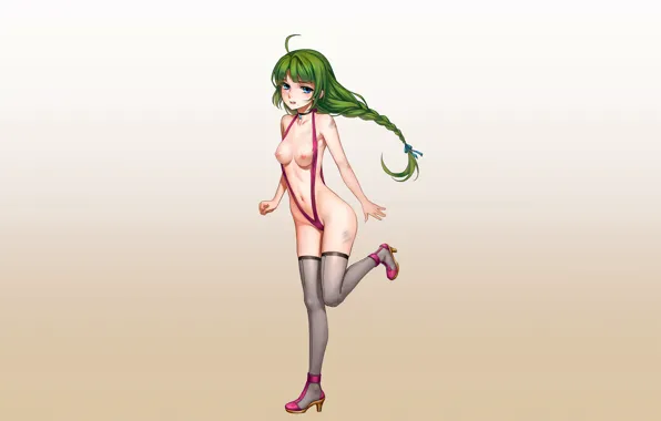 Girl, sexy, thighhighs, long hair, nipples, boobs, anime, beautiful