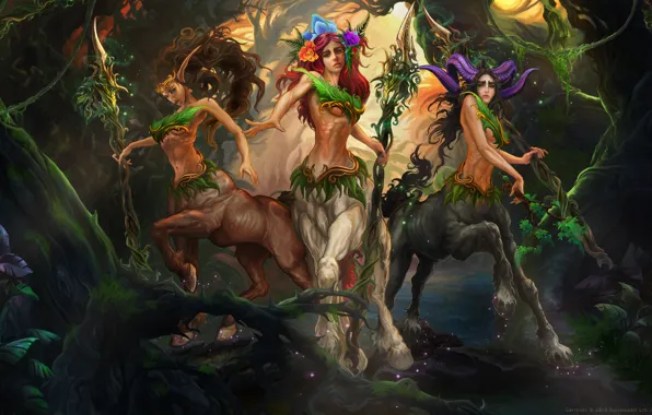 Picture forest, magic, spirit, art, witch, the centaurs, Amazon