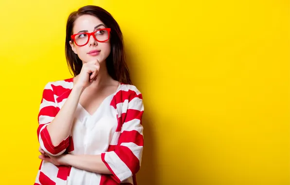 Picture girl, young, beautiful, model, glasses, cute