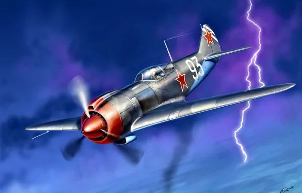 Picture Lightning, La 5FN, the Soviet air force, Radial engine, captain Vladimir Orekhov, Elite 32-guards regiment, …