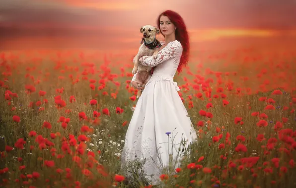 Girl, Maki, dog
