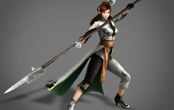 Girl, background, spear