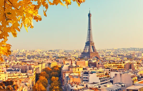 France, Paris, Home, The city, Autumn, panorama, Eiffel Tower