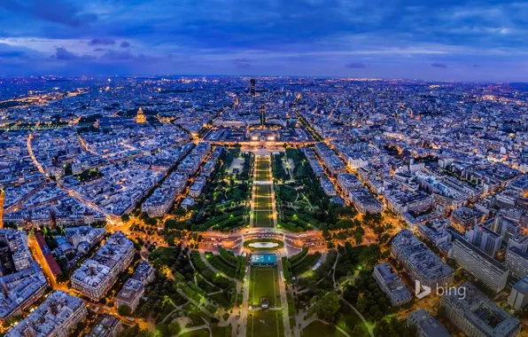 Picture night, lights, France, Paris, panorama, the view from the Eiffel tower