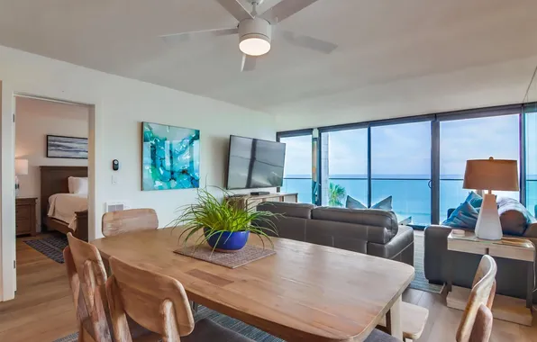 Design, style, interior, living room, dining room, oceanfront villa