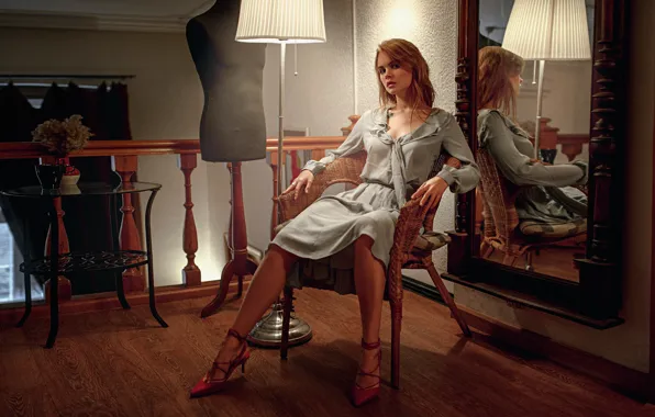Picture Girl, Model, Room, Mirror, Chair, Beautiful, Anastasia Shcheglova