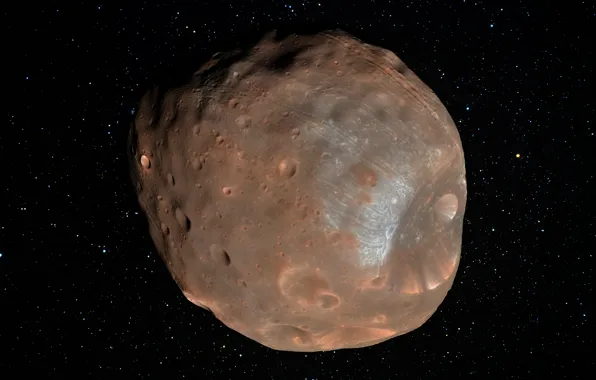 Stars, satellite, craters, Phobos, Phobos