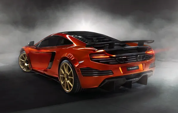 Orange, background, tuning, smoke, McLaren, supercar, rear view, tuning