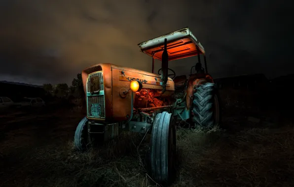 Night, background, tractor