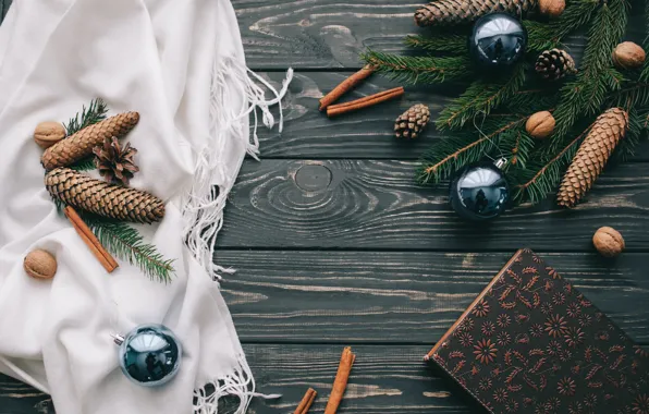 Decoration, balls, New Year, Christmas, Christmas, balls, bumps, wood