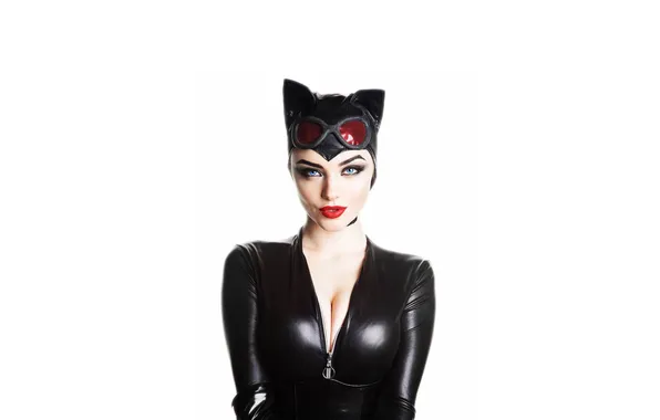 Girl, makeup, mask, costume, white background, beauty, comic, cosplay