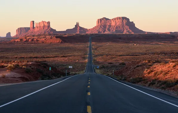 Road, the sky, freedom, landscape, mountains, nature, the steppe, the way