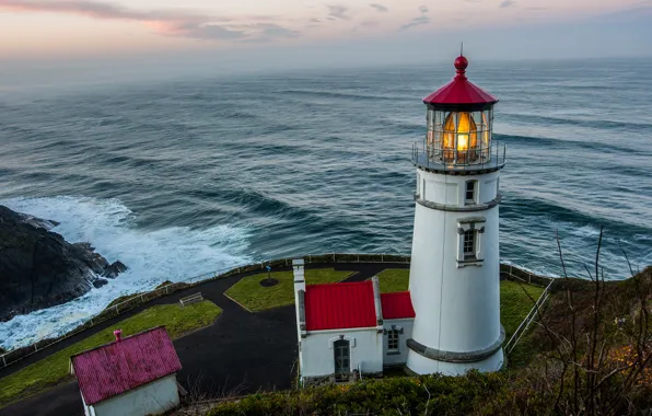 Picture sea, the sky, clouds, rocks, lighthouse, home