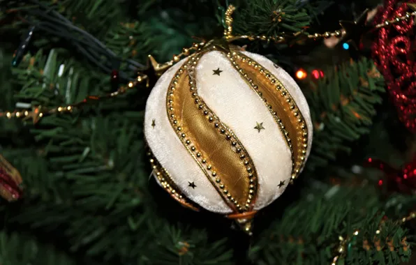 Balls, branches, strip, the dark background, holiday, balls, tree, new year