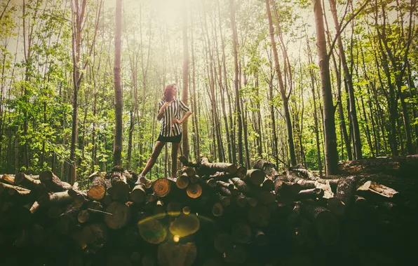 Picture girl, trees, nature