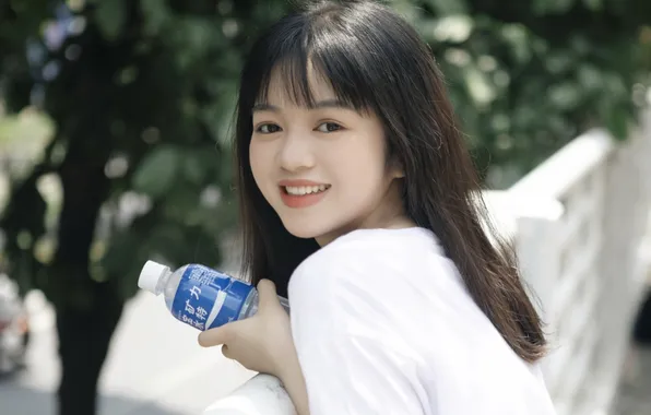 Beautiful, Asian, Model, Tree, Bridge, Smile, Woman, Cute