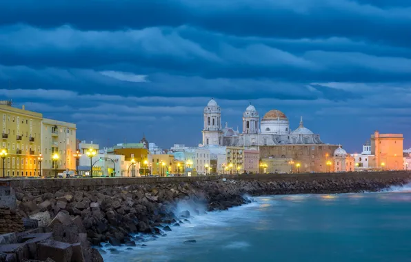 Picture clouds, building, Cathedral, Spain, promenade, Spain, Andalusia, Andalusia