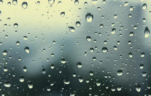 Glass, drops, overcast, window, Rain