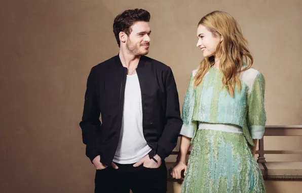 Picture look, girl, male, lovers, Lily James, Richard Madden