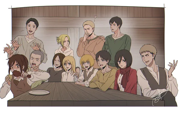Table, characters, attack of the titans, shingeki no kyoujin