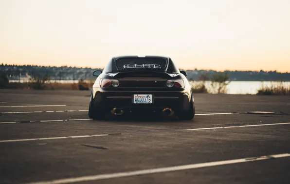 Sunset, lake, back, Parking, Honda, S2000, the exhaust gases