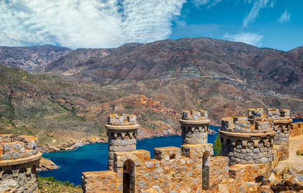 Picture mountains, tower, fortress, Spain, Murcia