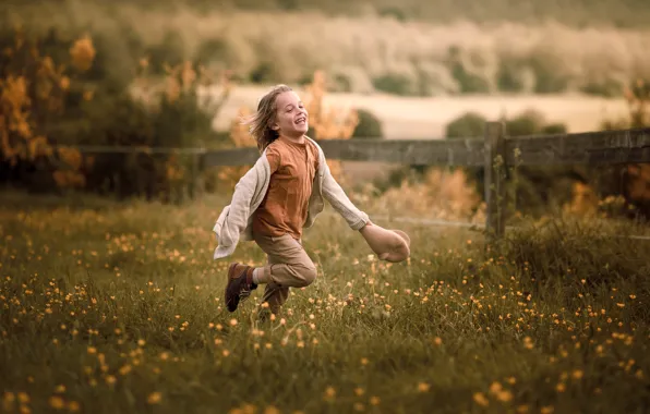 Picture field, summer, joy, flowers, nature, childhood, emotions, movement