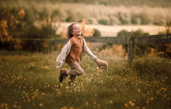 Field, summer, joy, flowers, nature, childhood, emotions, movement