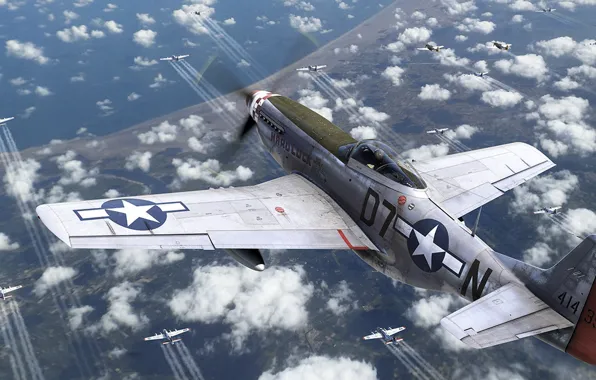 UNITED STATES AIR FORCE, long-range, North American P-51 Mustang, American single-seat fighter