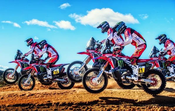 Sport, Motorcycle, Moto, Honda, A lot, Rally, Dakar, Dakar