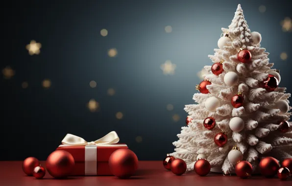 Balls, lights, box, gift, Shine, Christmas, gifts, New year