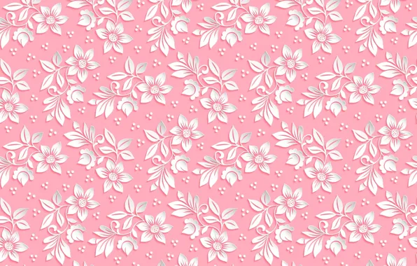 Flowers, background, pink, pattern, the volume