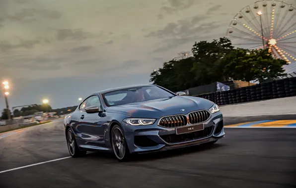 The sky, coupe, track, BMW, Coupe, 2018, gray-blue, 8-Series