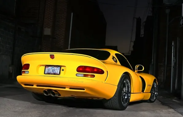 Night, yellow, Dodge, Viper GTS