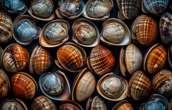 Clam, sink, shell, shell, a lot, collection, shell, shellfish