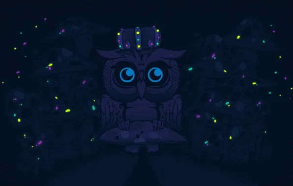 Owl, figure, mushrooms, vector, crown