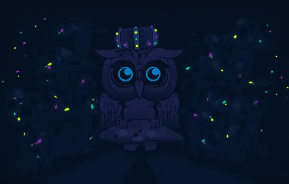 Picture owl, figure, mushrooms, vector, crown