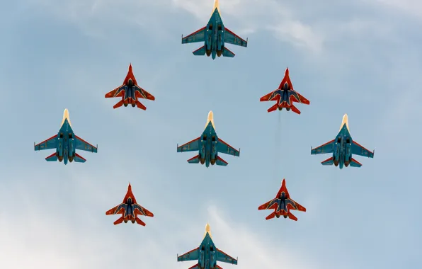 Picture the sky, fighters, Swifts, Russian knights