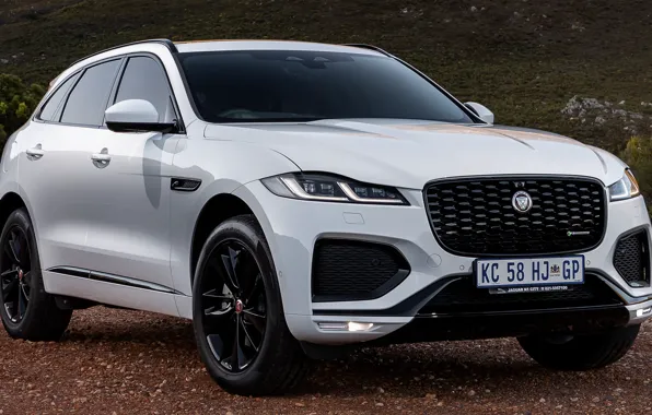 Power, Jaguar, SUV, exterior, white color, 2021, Jaguar F-Pace, Jaguar F-Pace R-Dynamic Black Pack