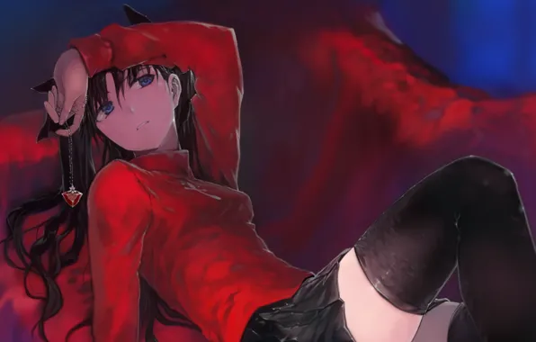 Picture girl, anime, art, pendant, Tohsaka Rin, Fate / Stay Night