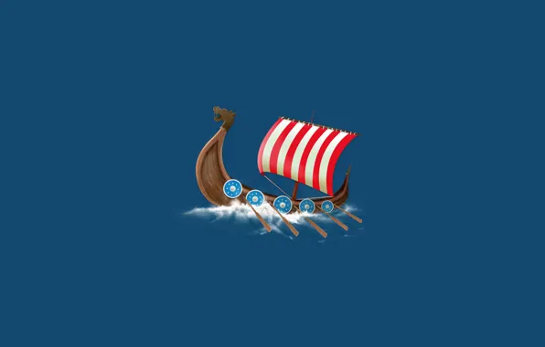 Water, boat, ship, sailboat, minimalism, ship, the Vikings, paddles
